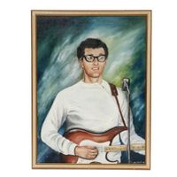Joan Maxwell Portrait Of Buddy Holly - Oil Painting 1986 - Seen On Lot - Art