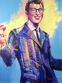 Malcolm Farley - Buddy Holly - Original Acrylic Painting On Canvas, seen on ebay