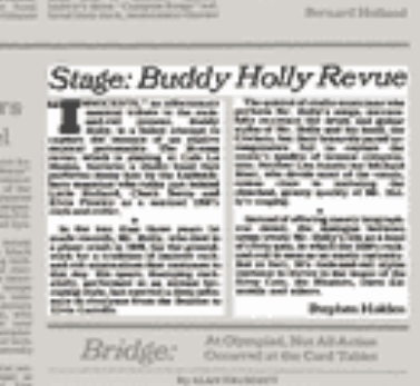 Article about the Buddy Holly Revue 1984