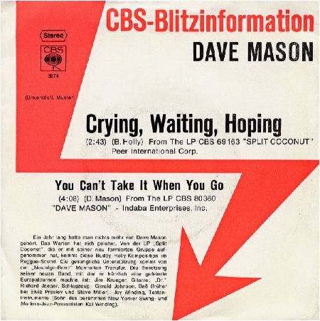 Dave Mason - Crying, Waiting, Hoping