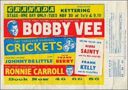 GRANADA KETTERING FLYER from the BOBBY VEE MEETS THE CRICKETS UK TOUR